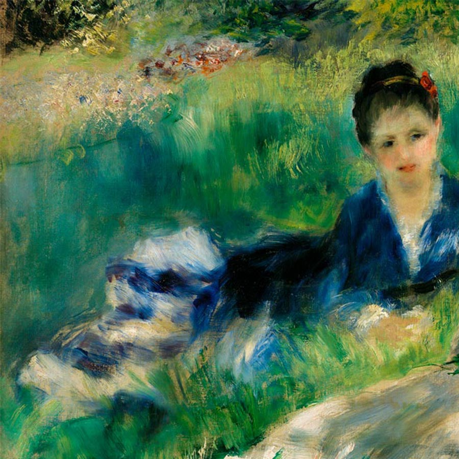 Jeunes femmes assises dans l herbe Painting by Pierre Auguste Renoir