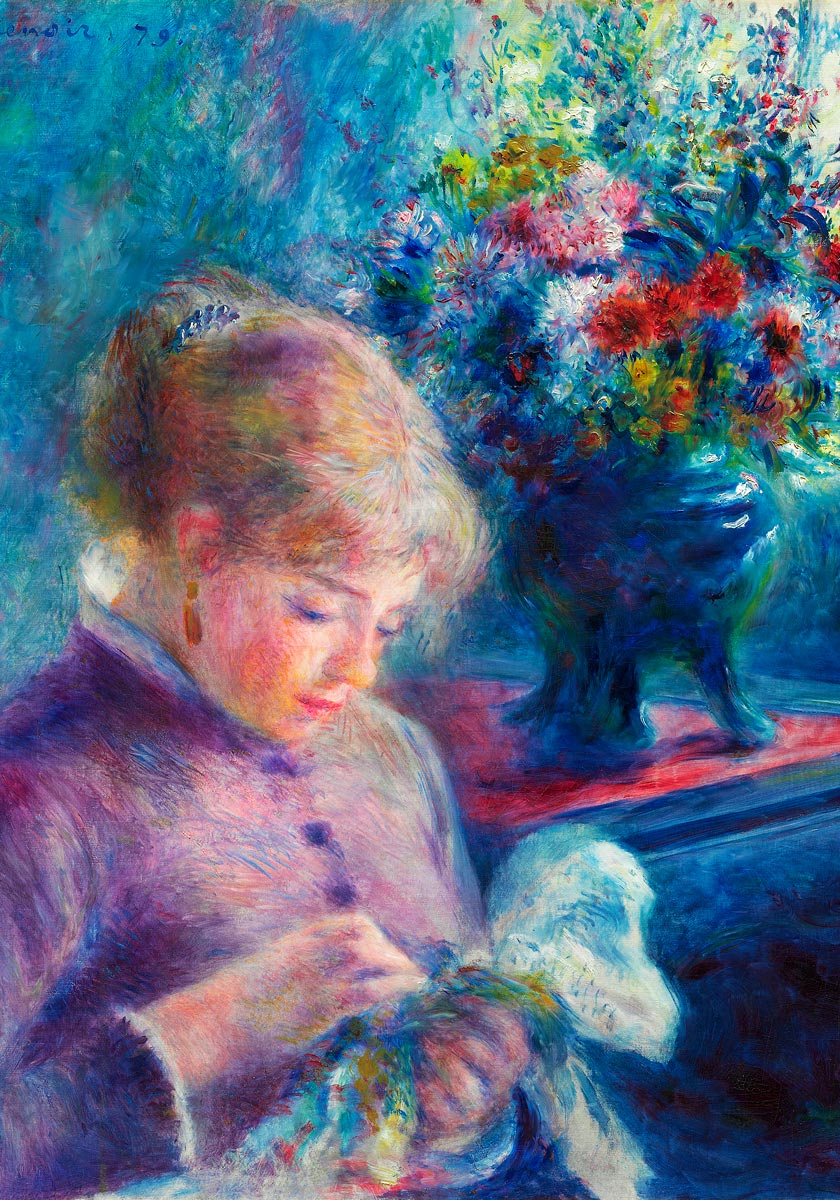 Young Woman Sewing Painting by Pierre Auguste Renoir