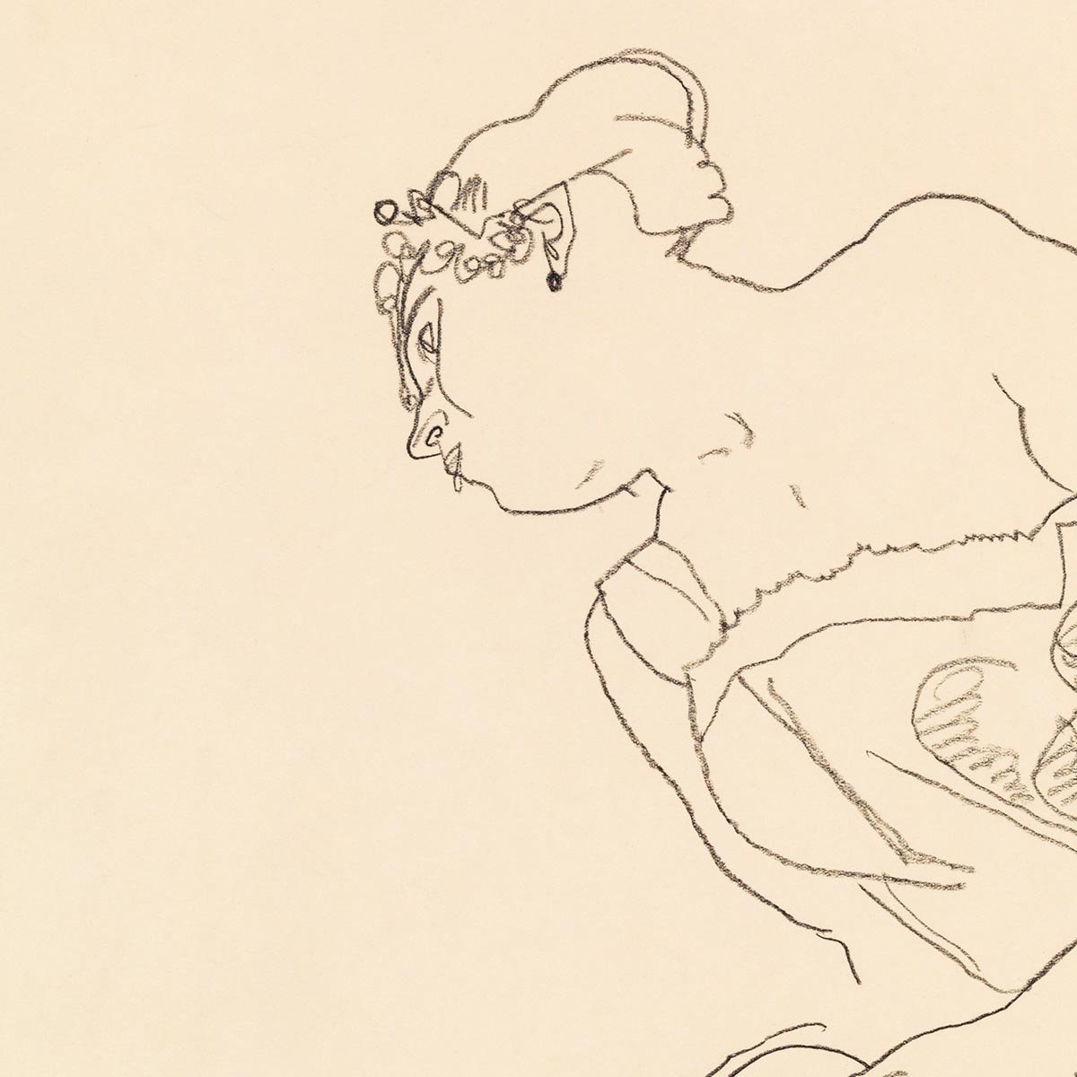 Seated Woman in Corset and Boots by Egon Schiele