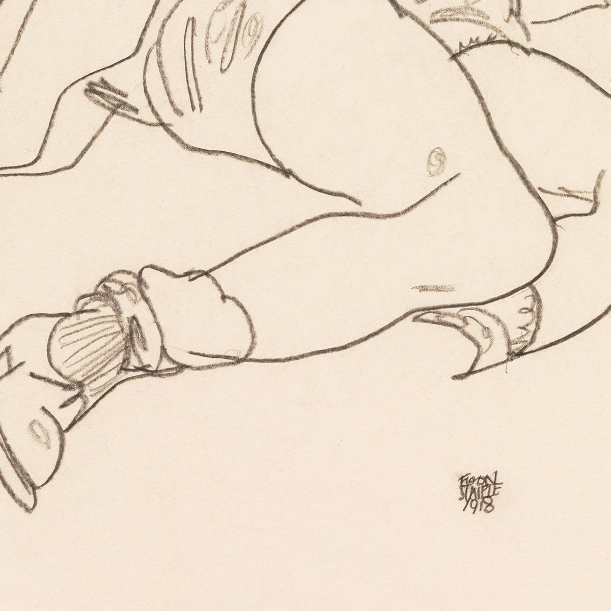 Reclining Woman with Raised Skirt by Egon Schiele