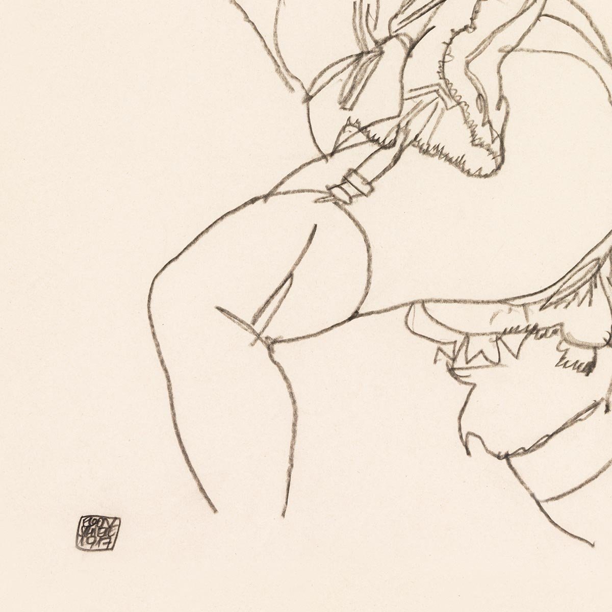 Reclining Model in Chemise and Stockings by Egon Schiele