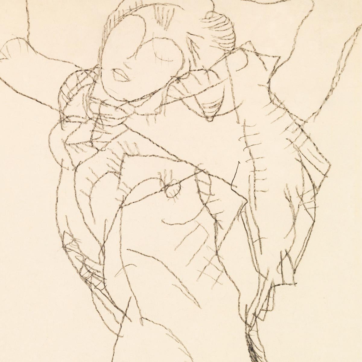 Woman undressing by Egon Schiele