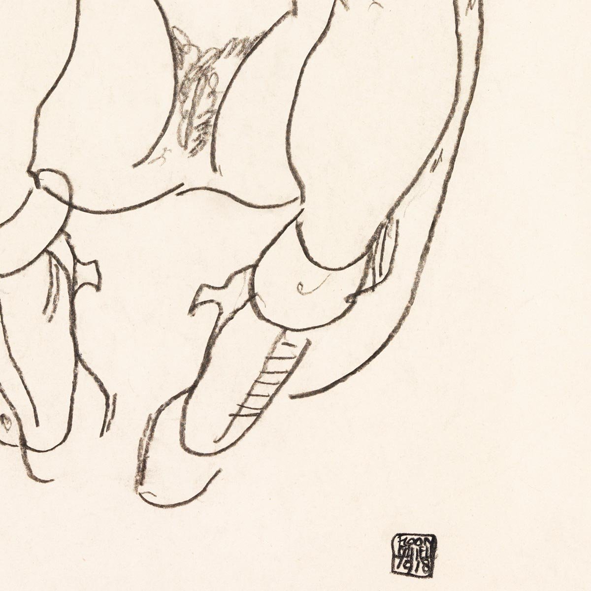 Torso of a Seated Woman with Boots by Egon Schiele