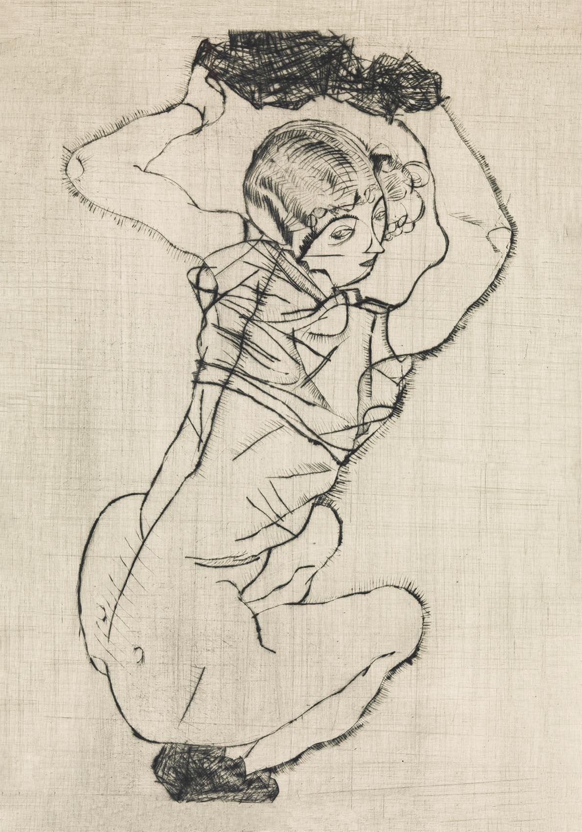 Squatting Woman by Egon Schiele