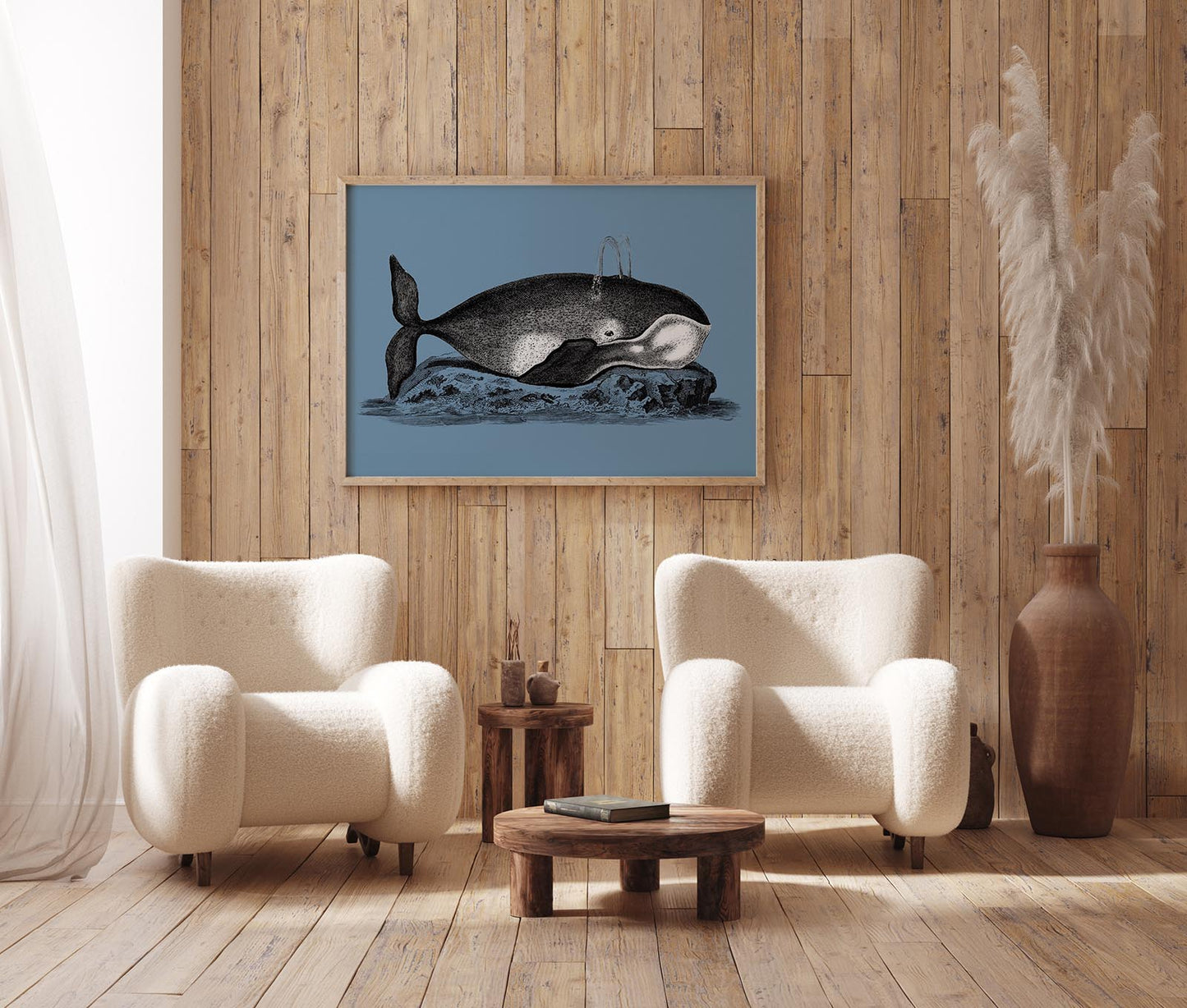 Whale on Blue Poster