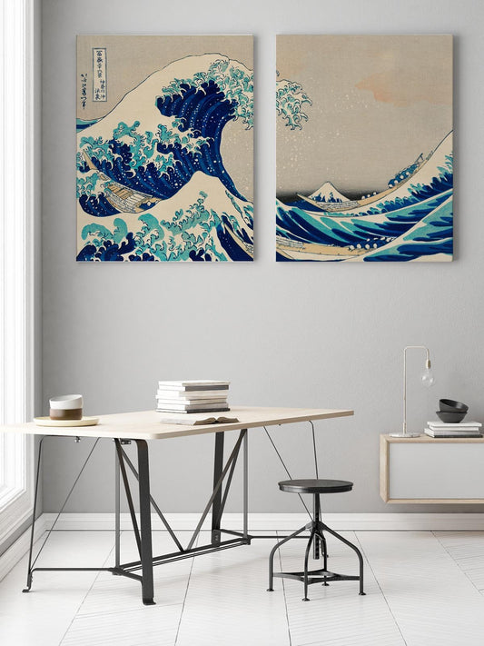 The Great Wave Hokusai Diptych - set of 2 prints