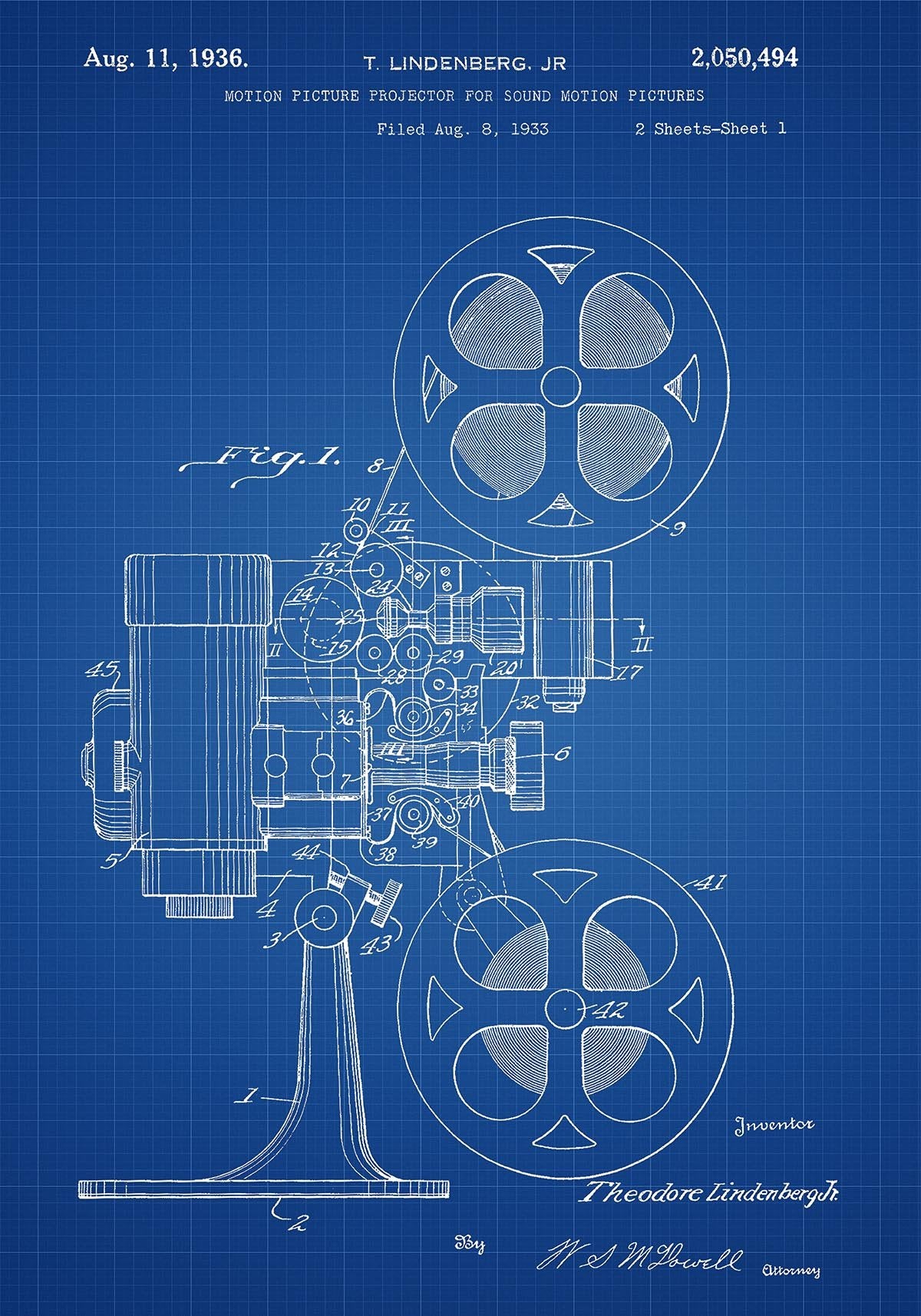 Motion Picture Projector Patent Poster