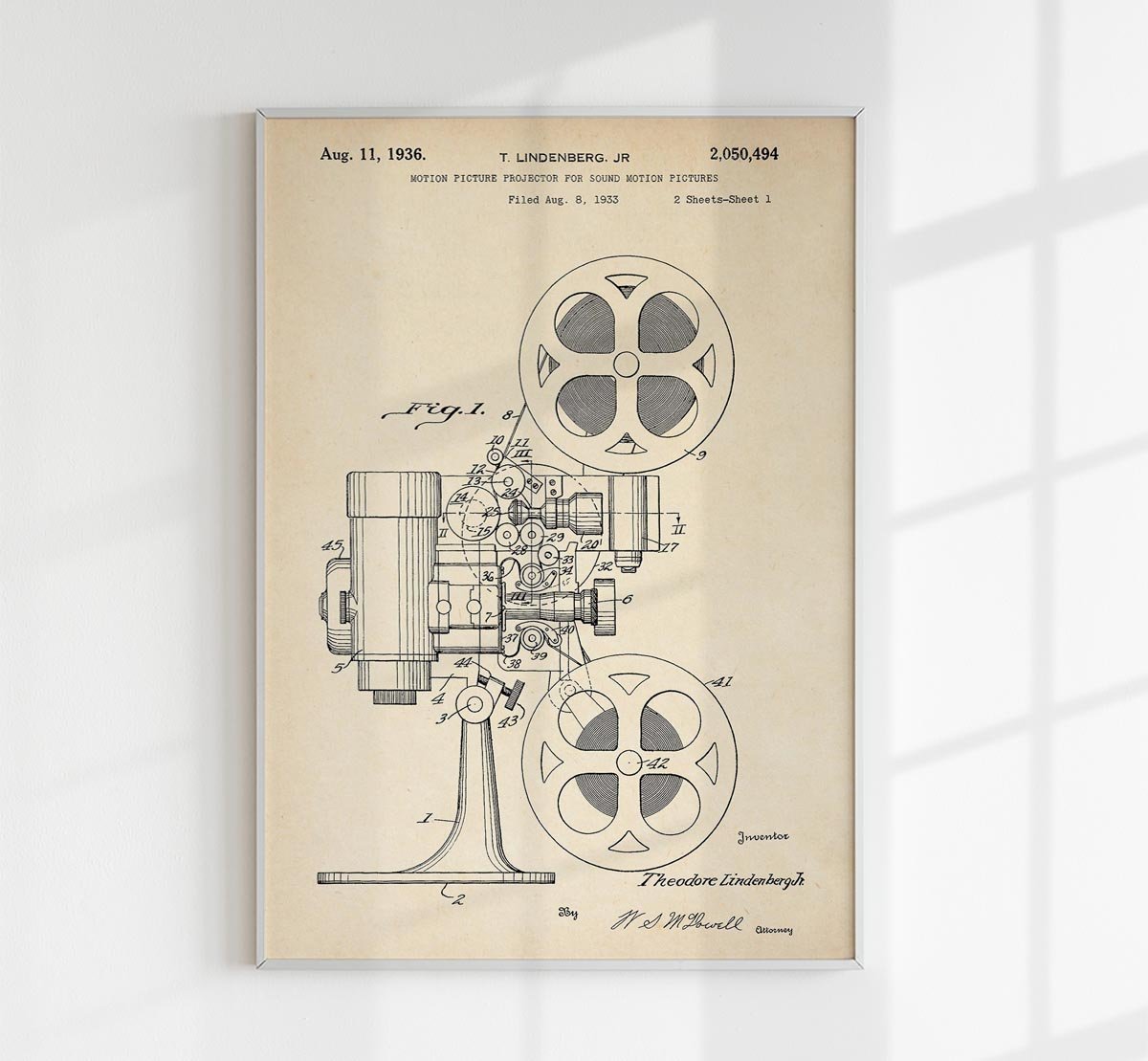 Motion Picture Projector Patent Poster