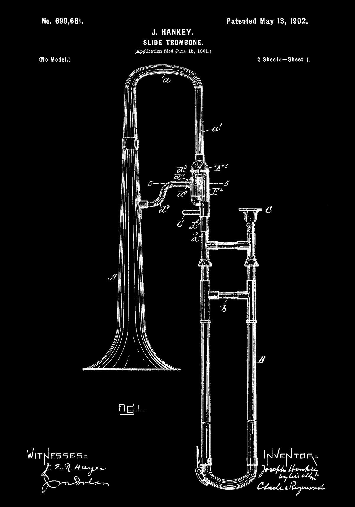 Slide Trombone Patent Poster