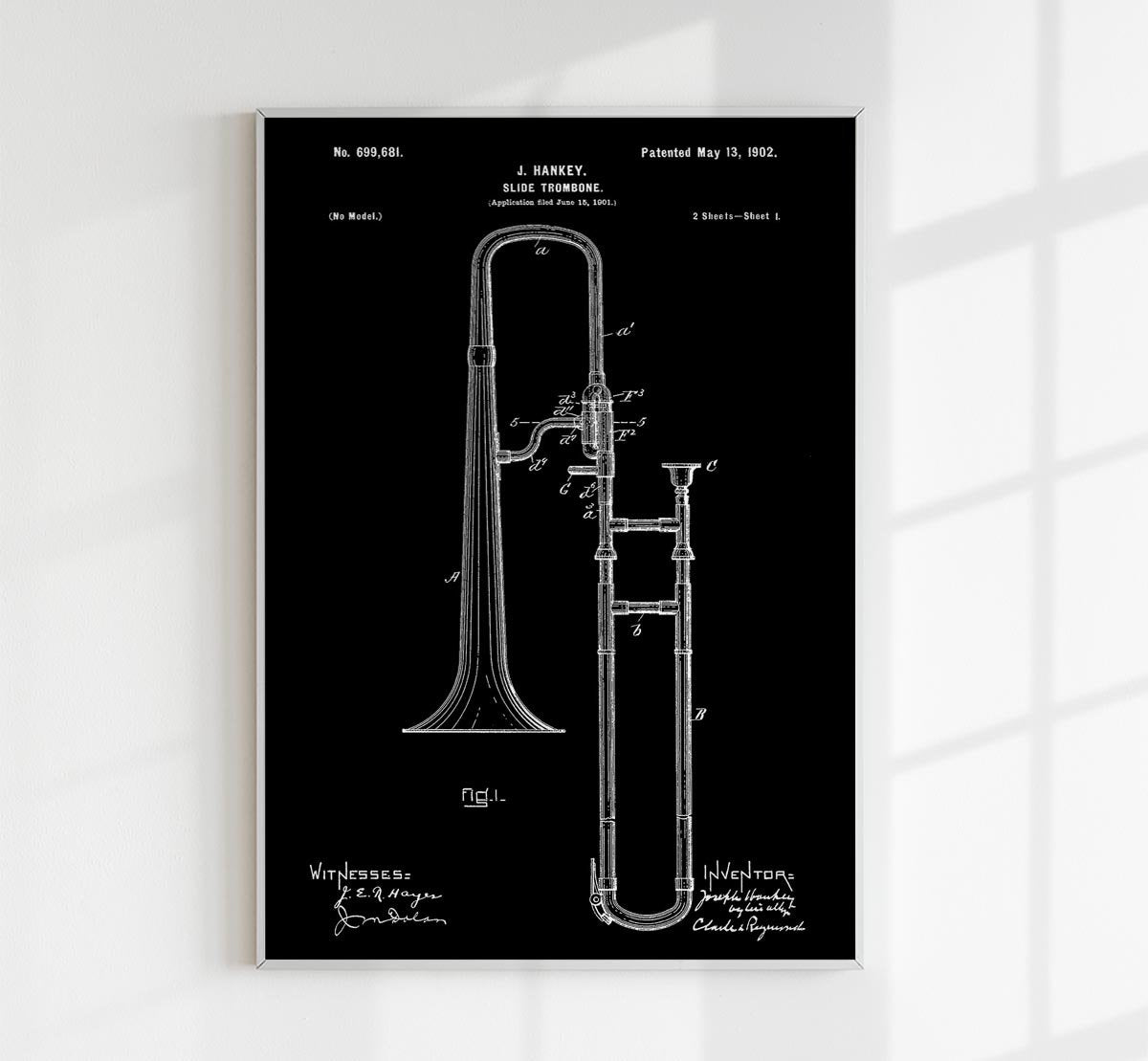 Slide Trombone Patent Poster