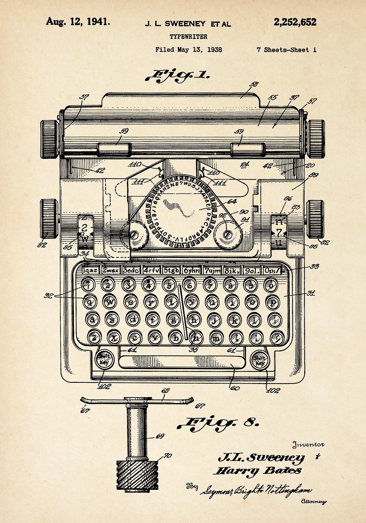 Typewriter Patent Poster