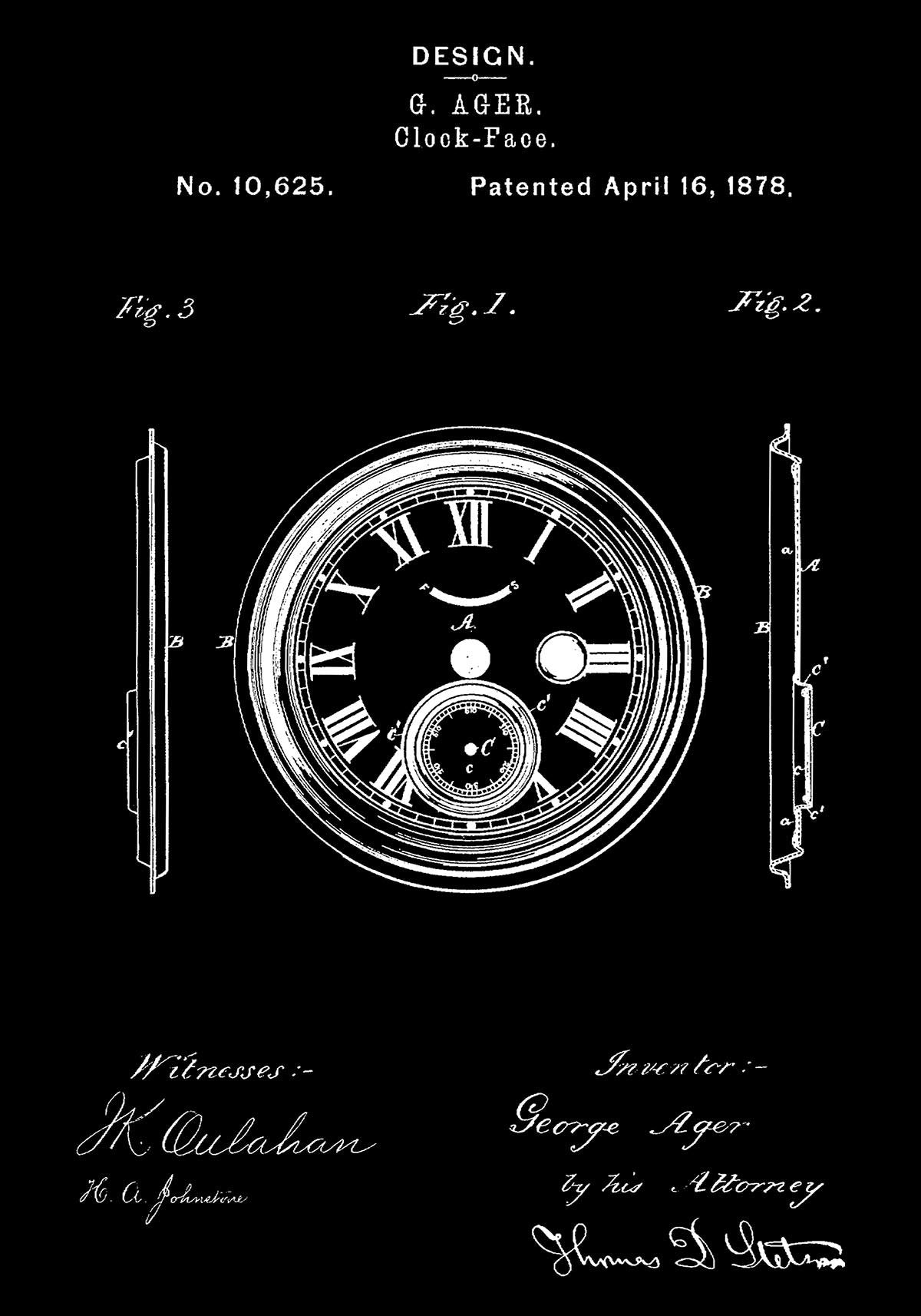 Clock Face Patent Poster