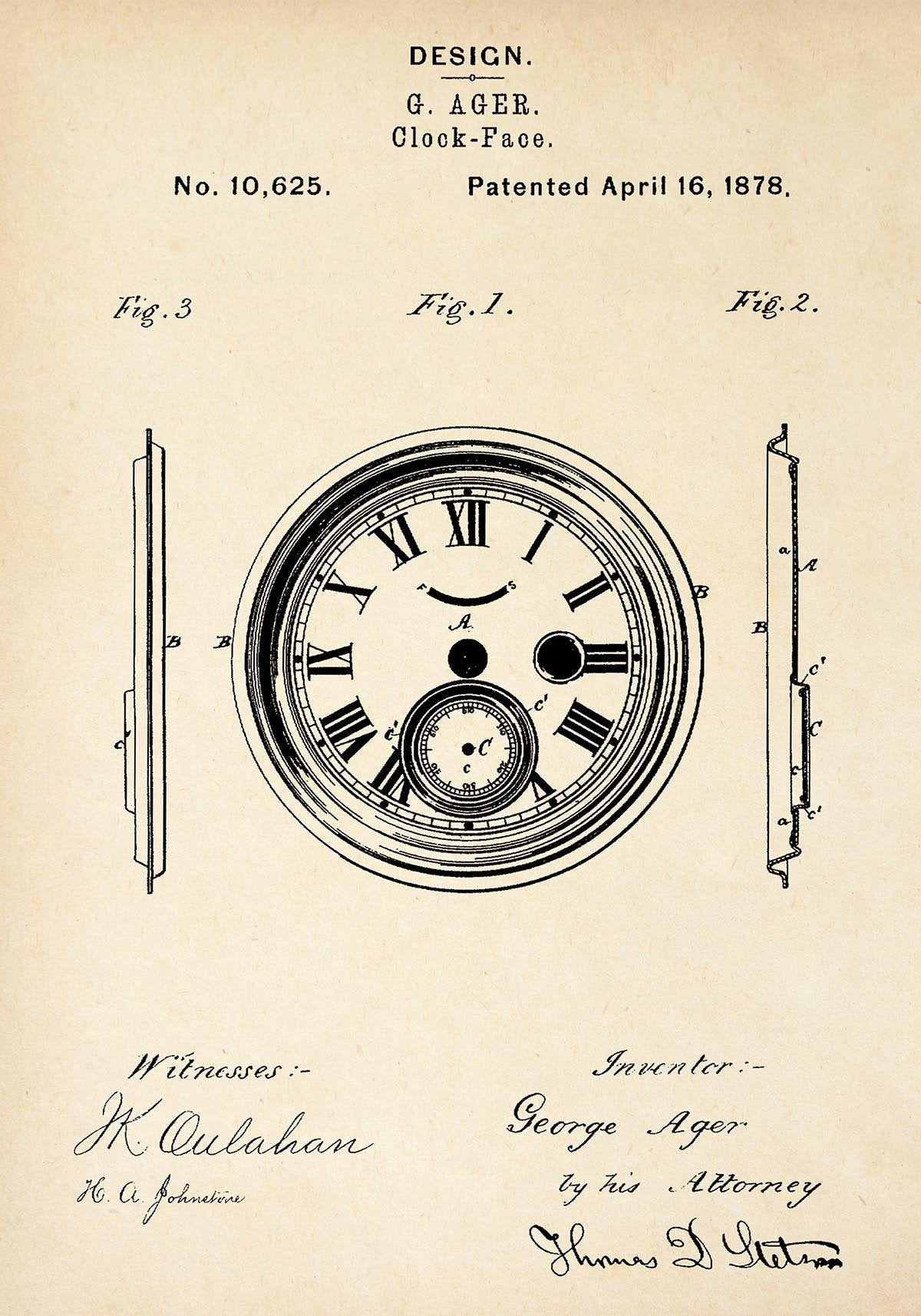 Clock Face Patent Poster
