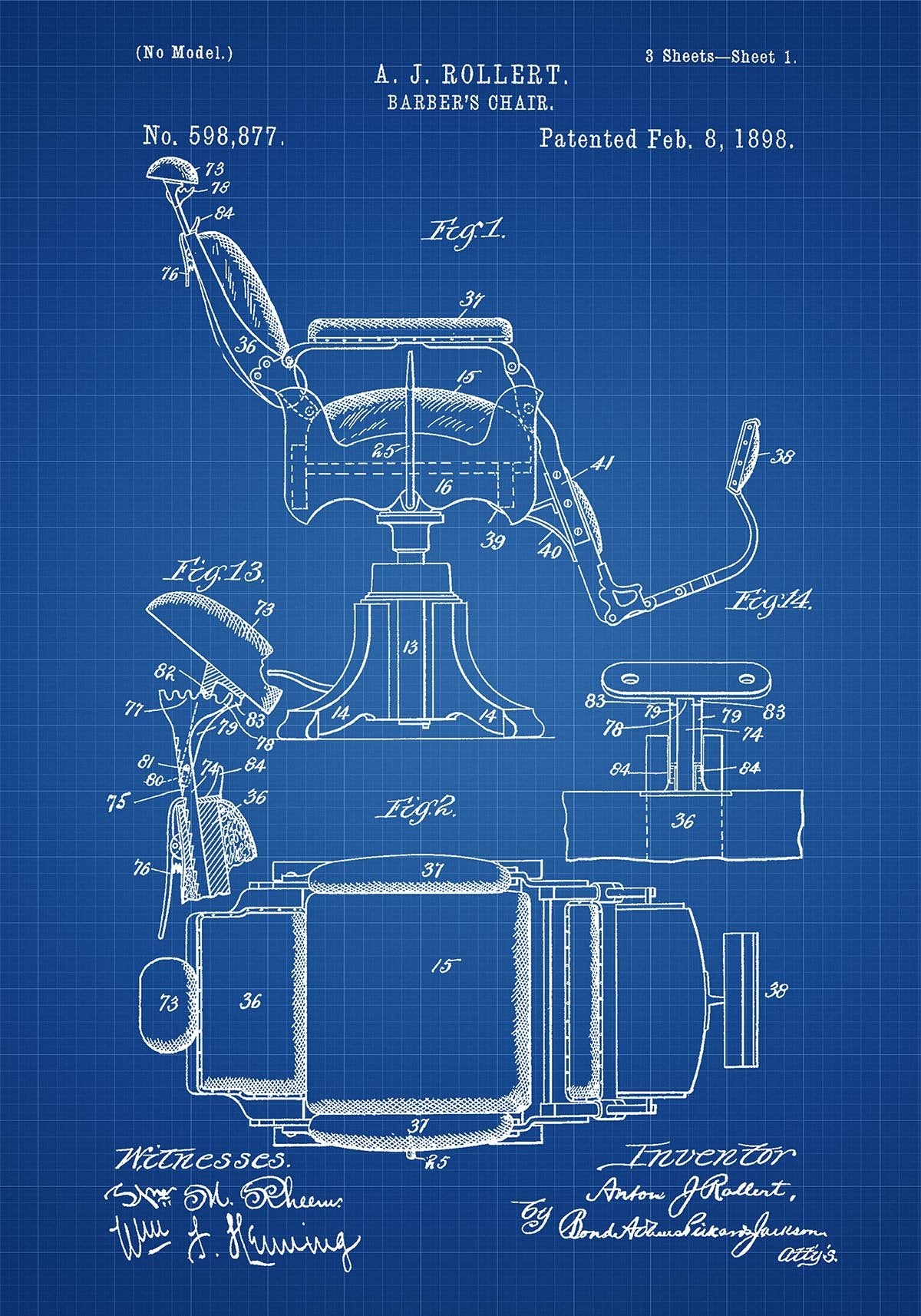 Barber Chair Patent Poster