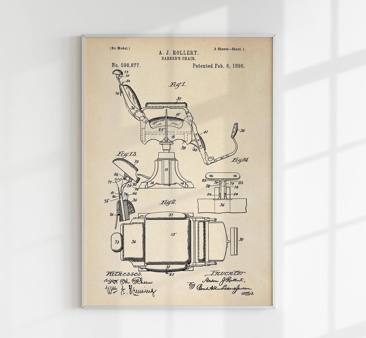 Barber Chair Patent Poster