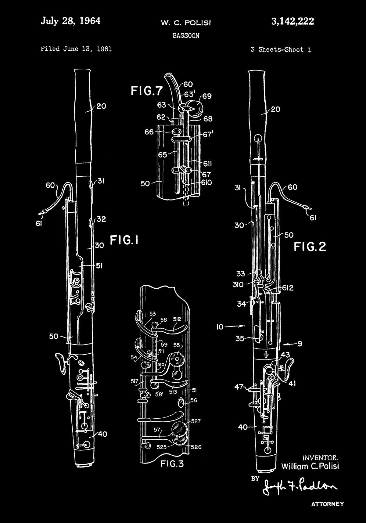 Bassoon Patent Poster
