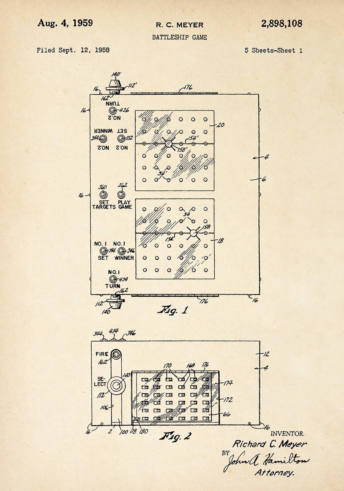 Battleship Game Patent Poster