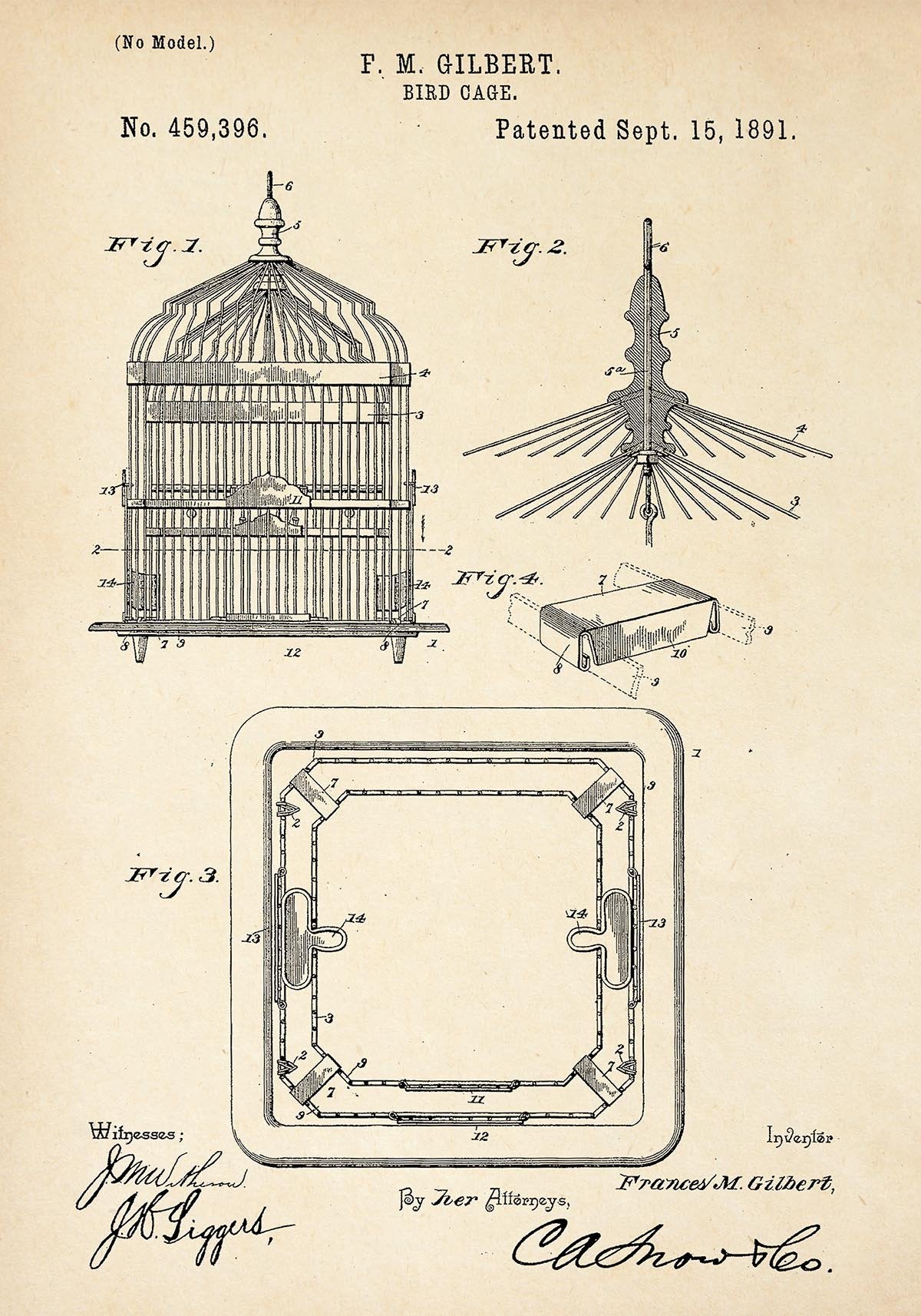 Birdcage Patent Poster