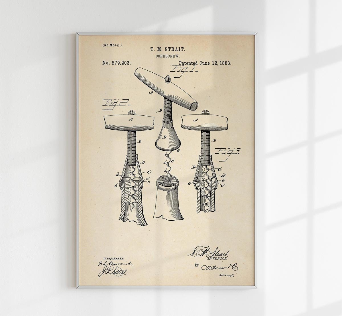 Corkscrew Patent Poster