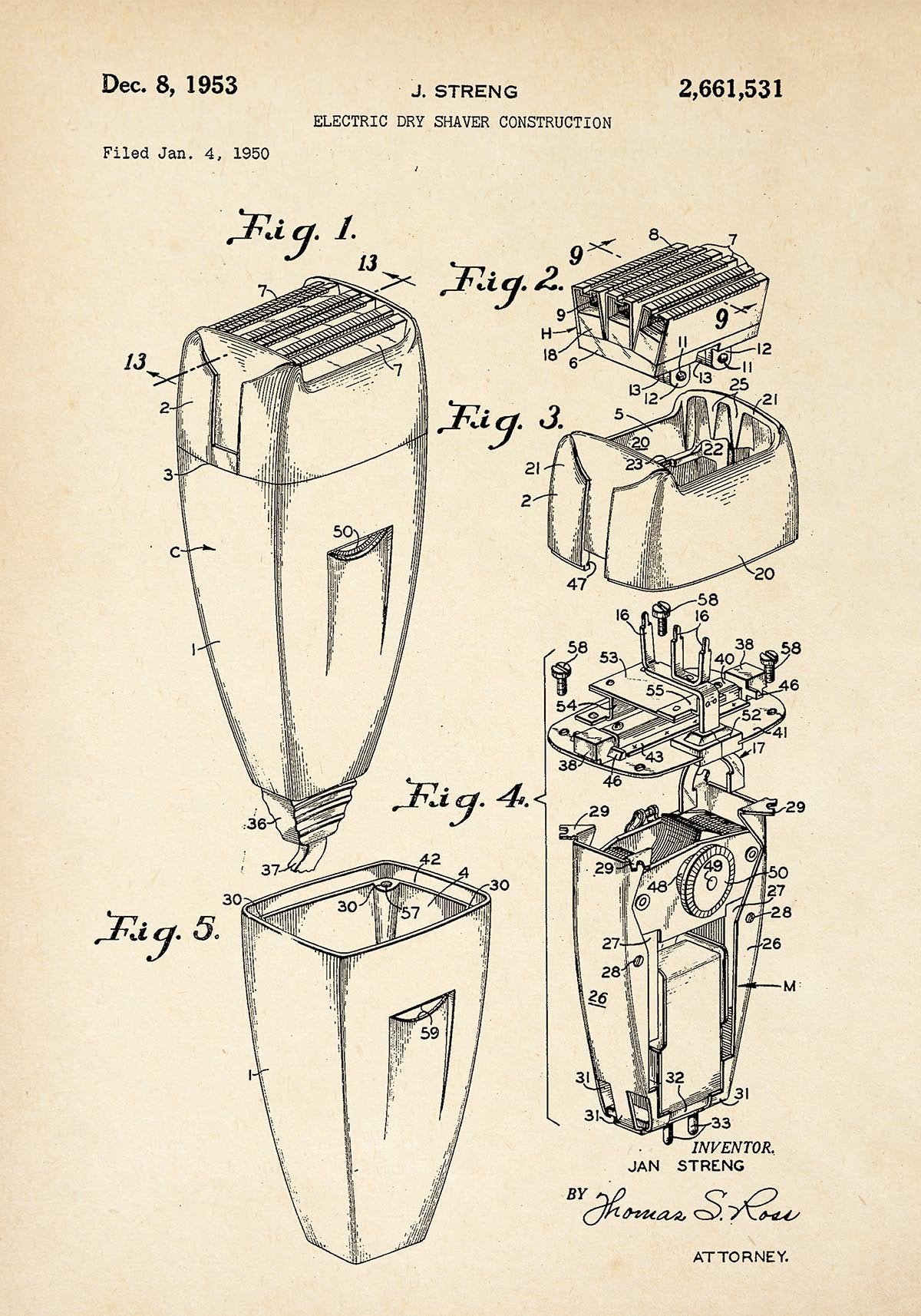 Electric Shaver Patent Poster