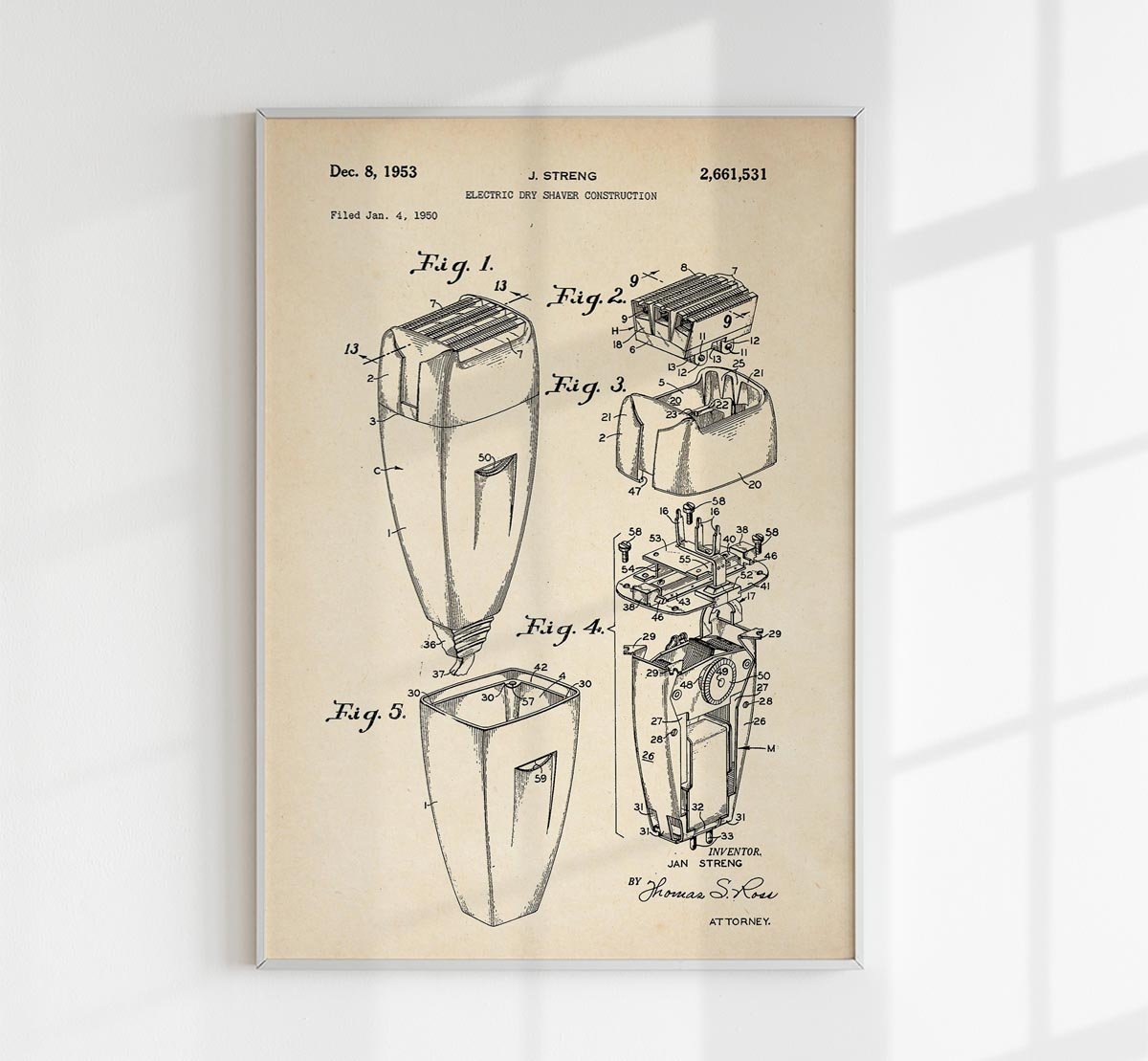 Electric Shaver Patent Poster