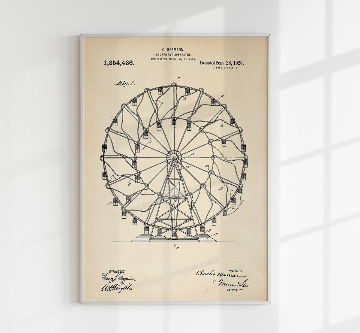 Ferris Wheel Patent Poster