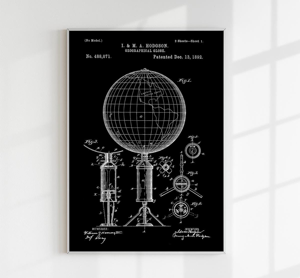 Geographical Globe Patent Poster
