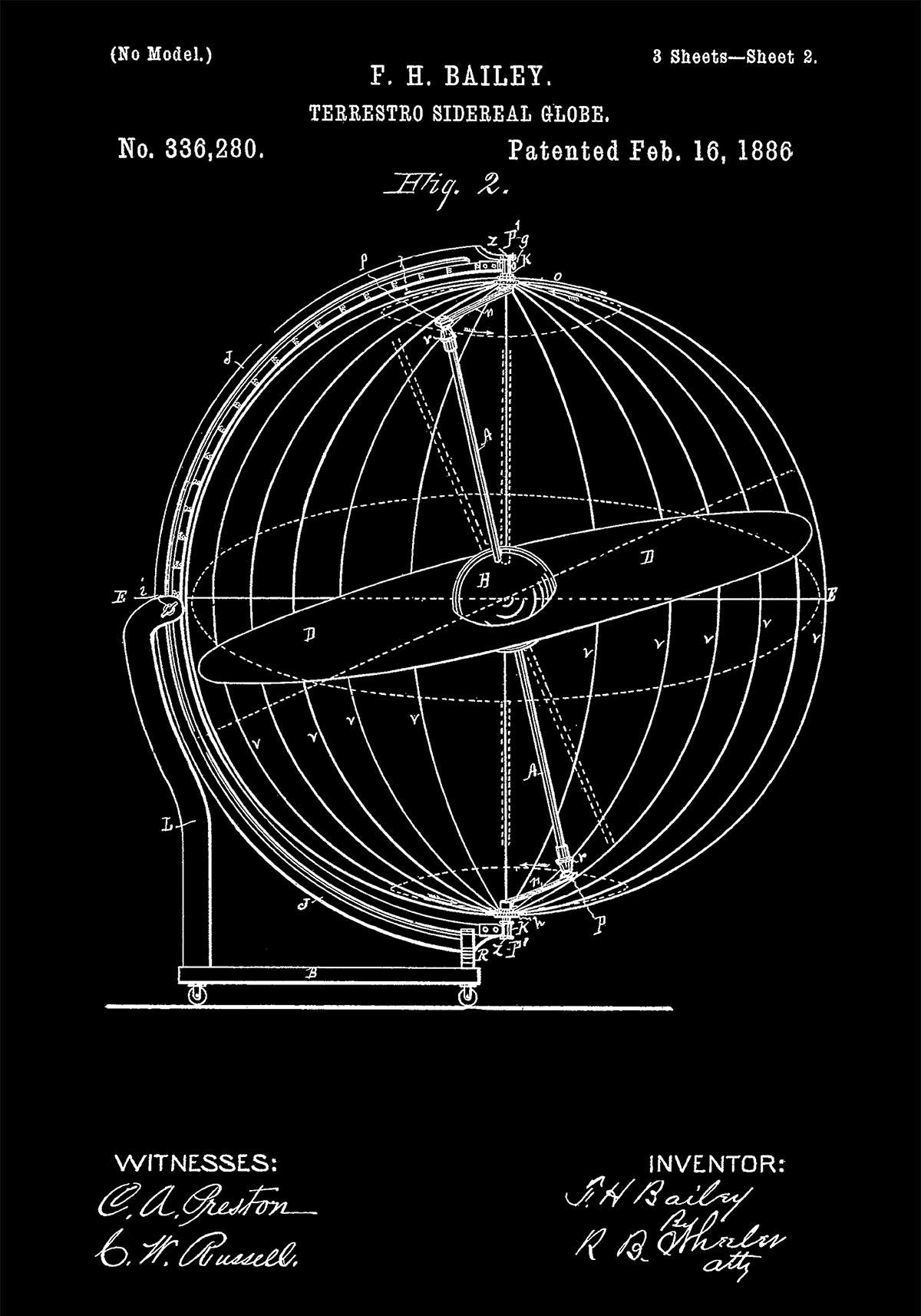 Terrestro Sidereal Globe Patent Poster