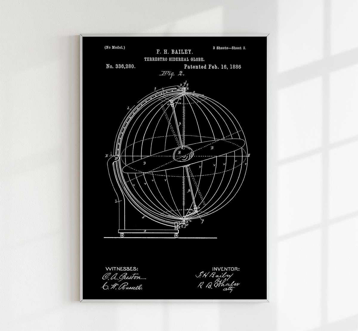 Terrestro Sidereal Globe Patent Poster