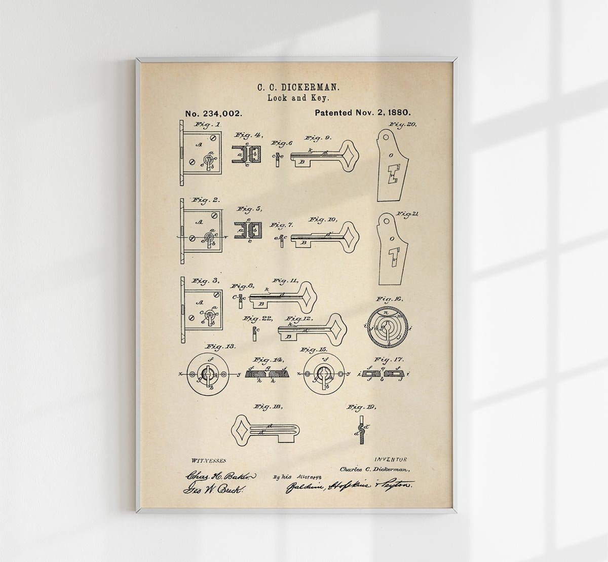 Lock and Key Patent Poster