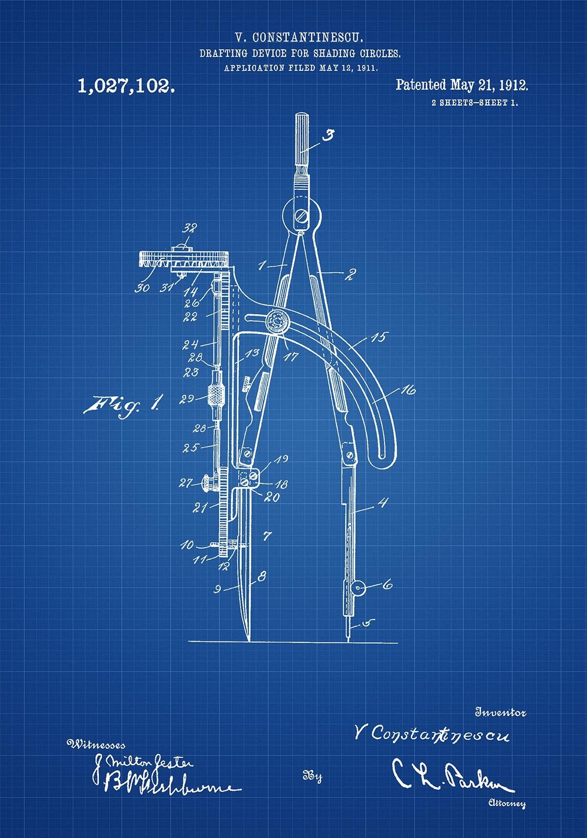 Compass Patent Poster