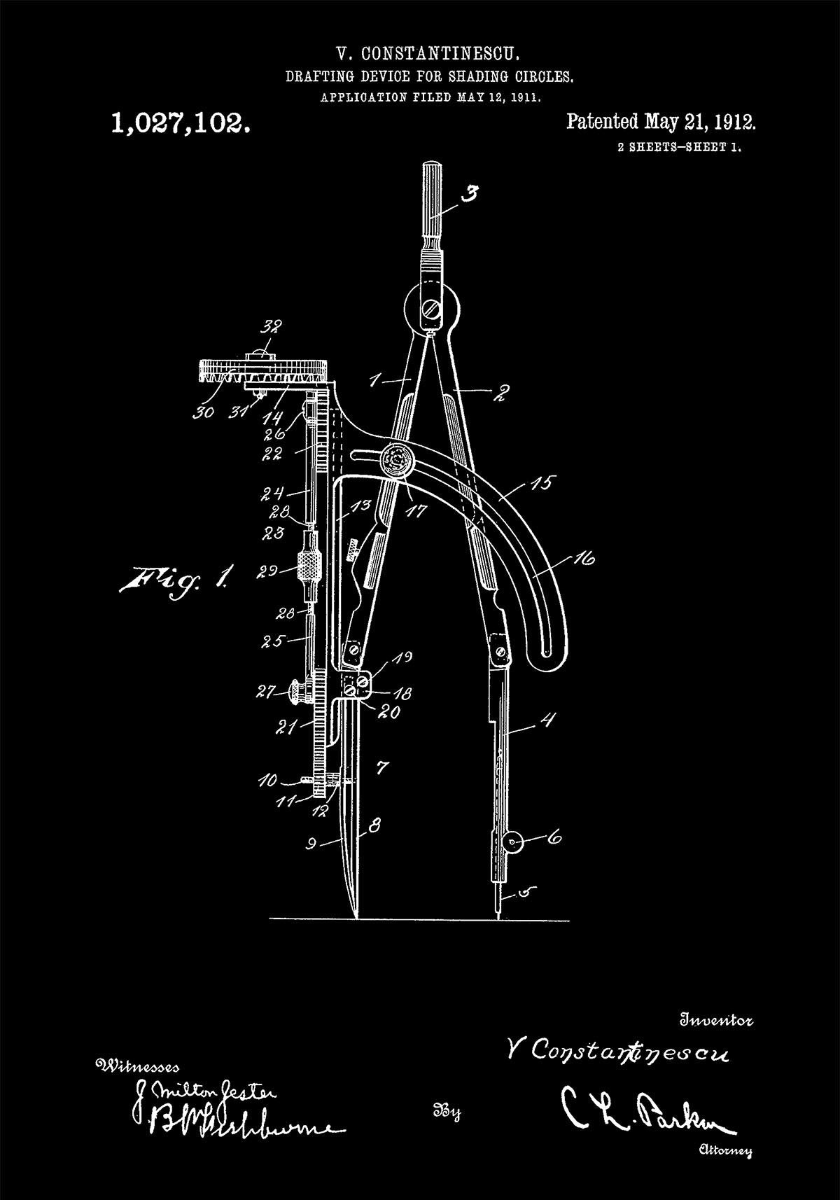 Compass Patent Poster