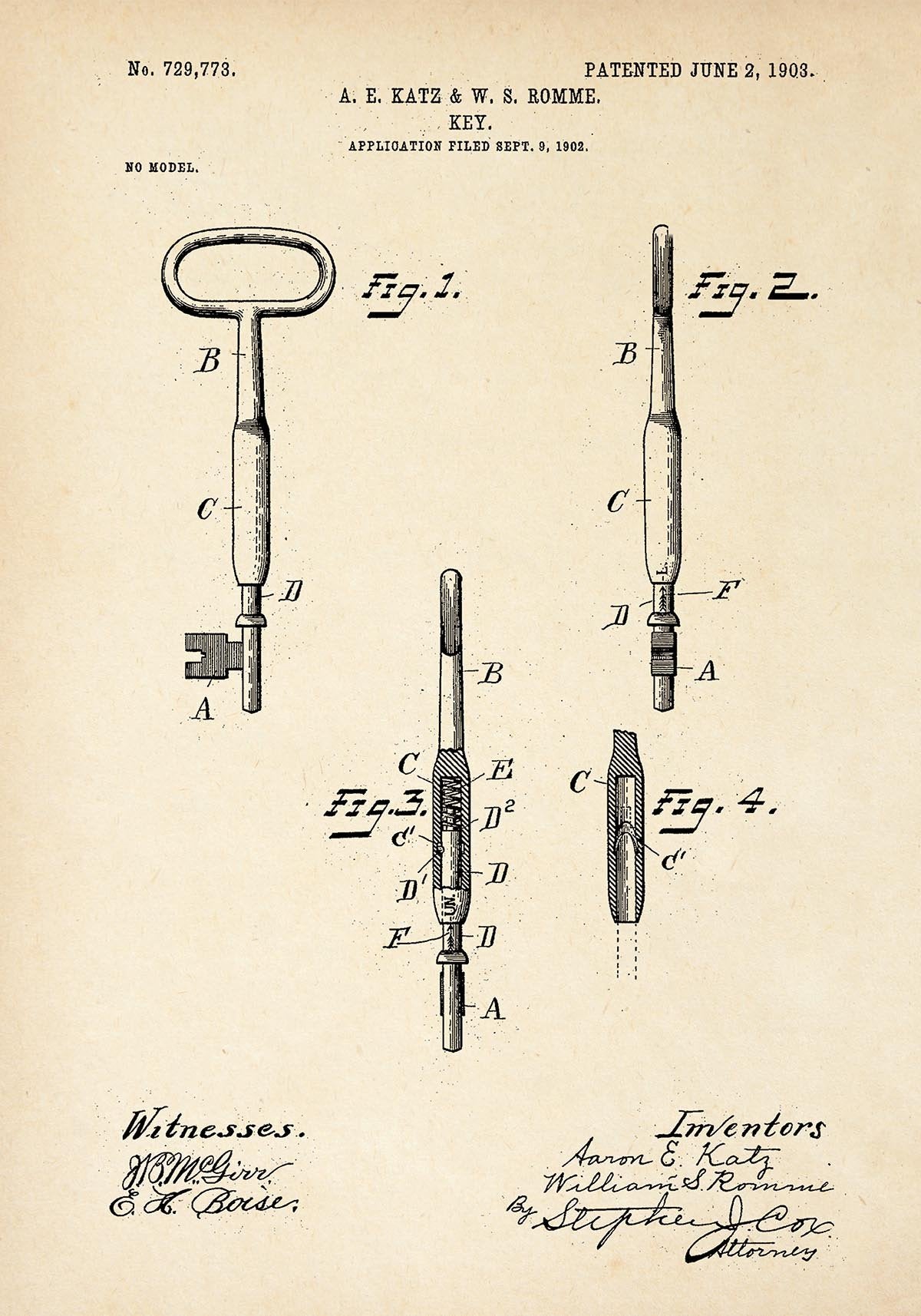 Key Patent Poster