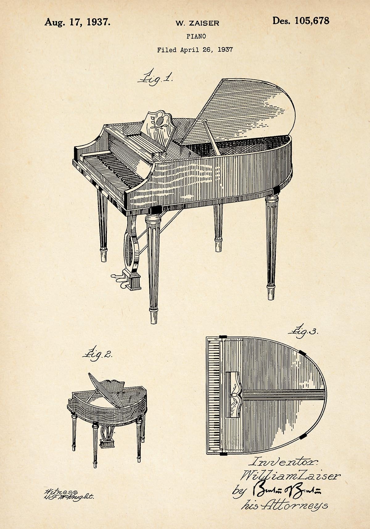 Piano Patent Poster