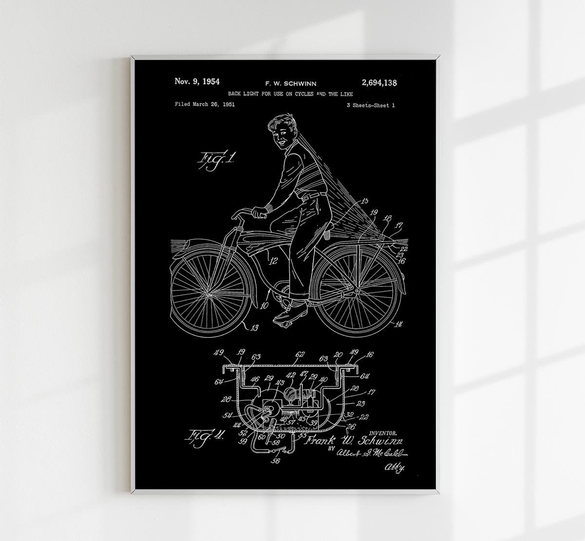 Bicycle Light Patent Poster