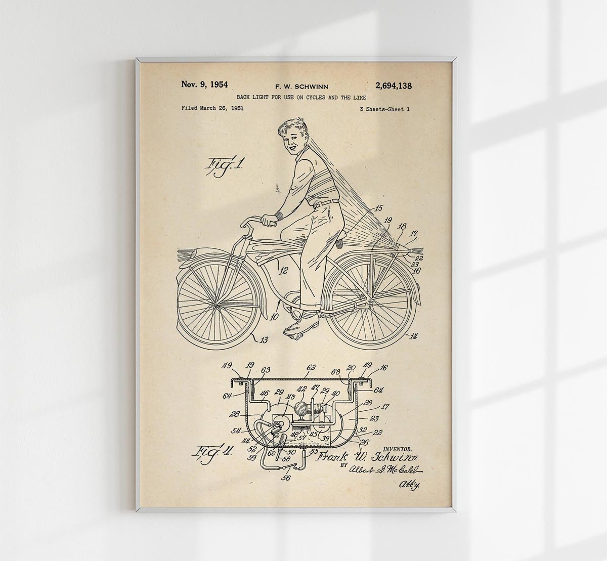 Bicycle Light Patent Poster
