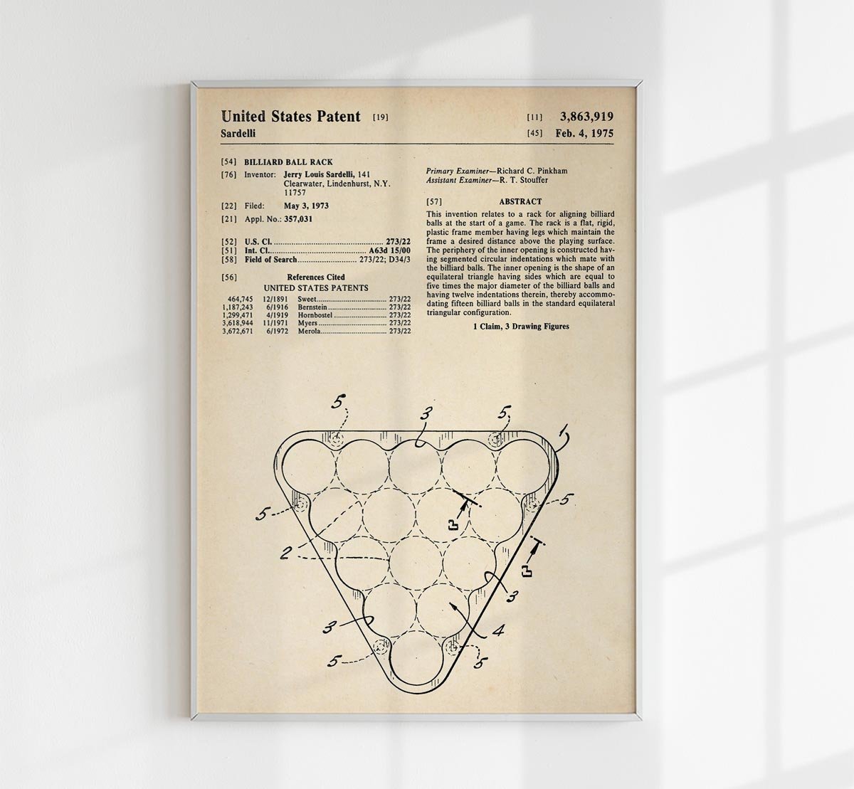 Billiard Ball Rack Patent Poster