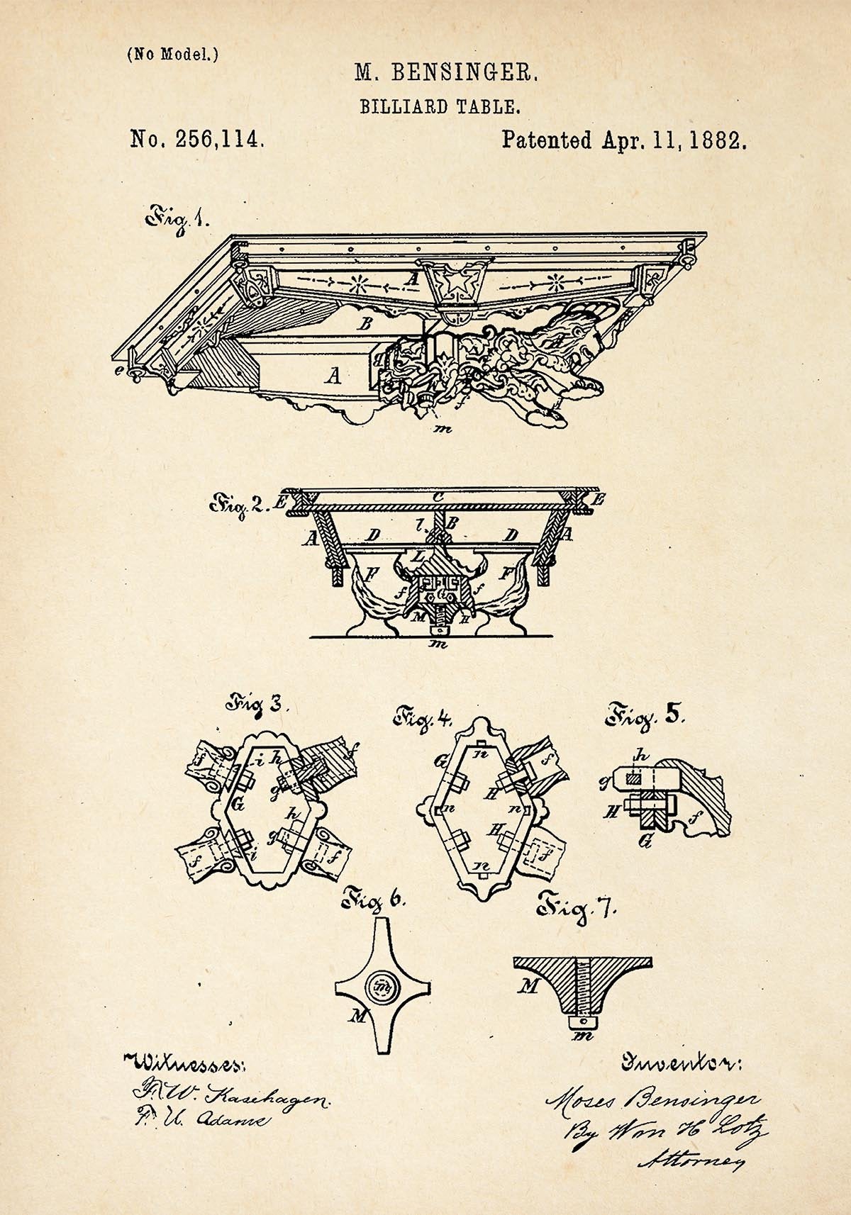 Billiard Table Patent Poster