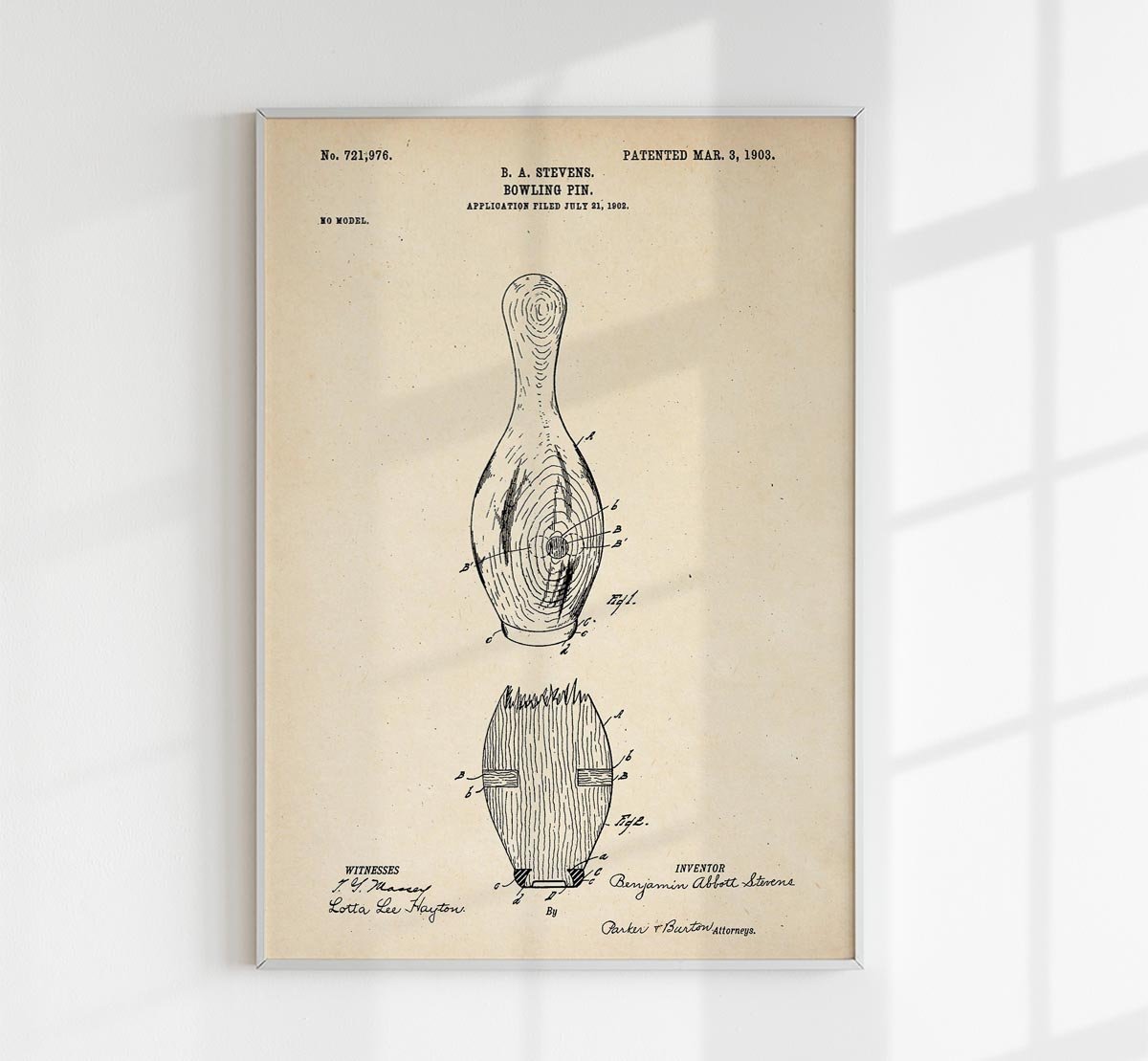 Bowling Pin Patent Poster