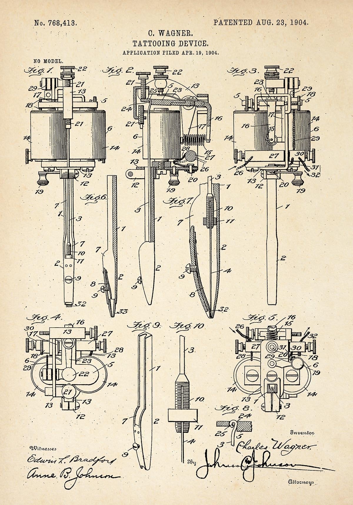 Tattoo Machine Patent Poster