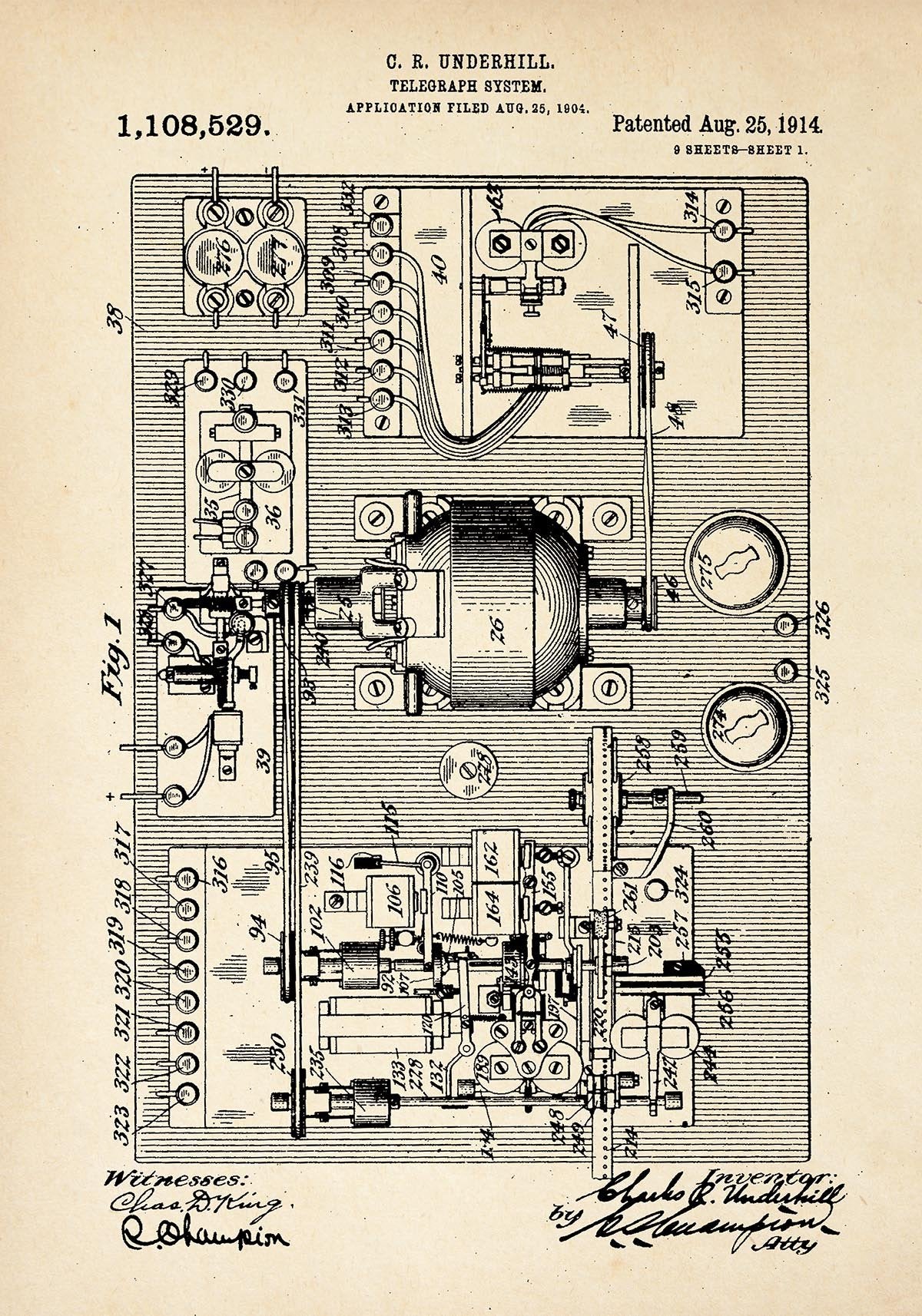 Telegraph System Patent Poster