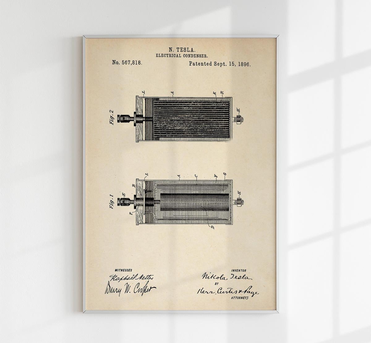 Tesla's Electrical Condenser Patent Poster