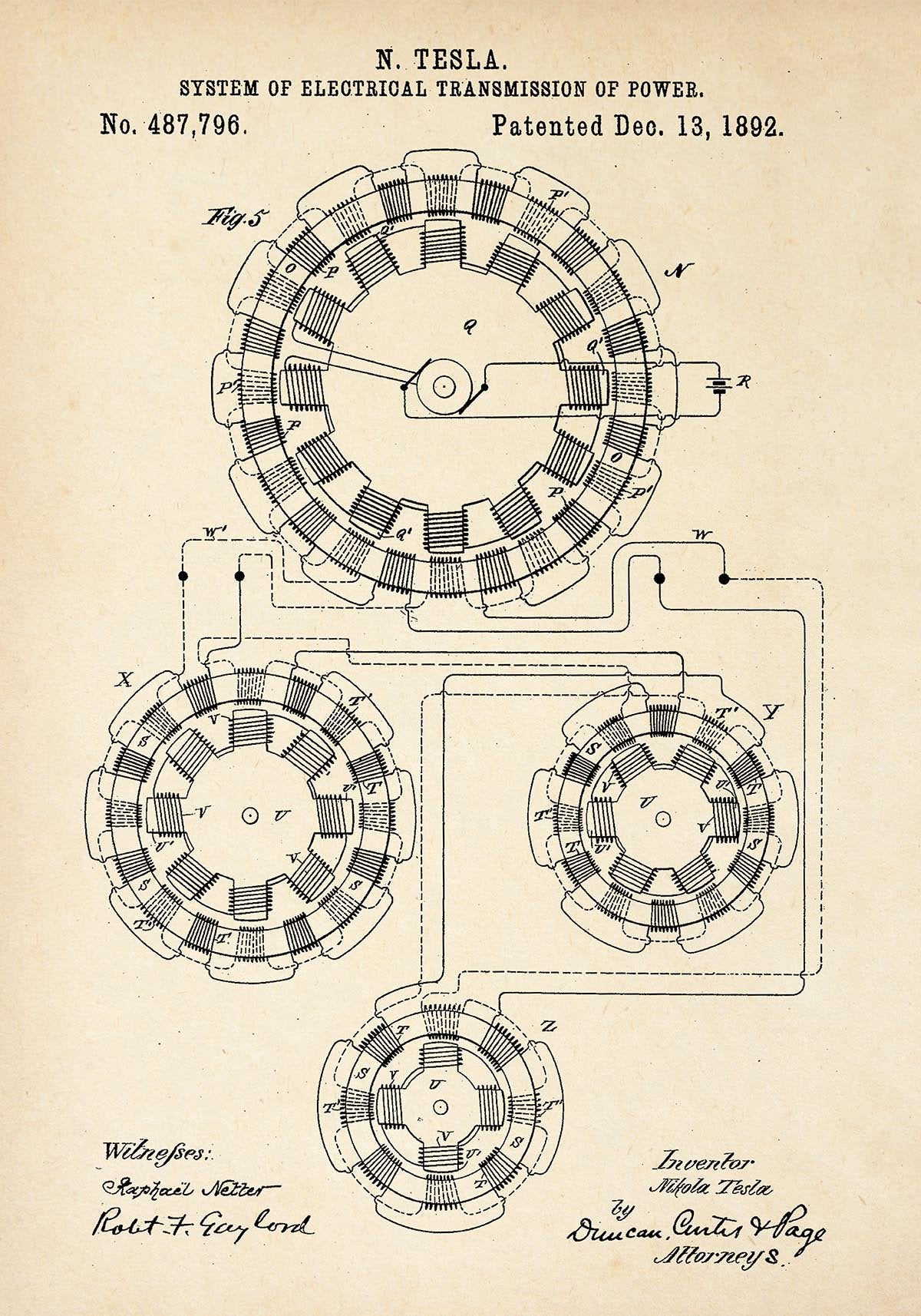 Tesla's System of Electrical Transmission Patent Poster