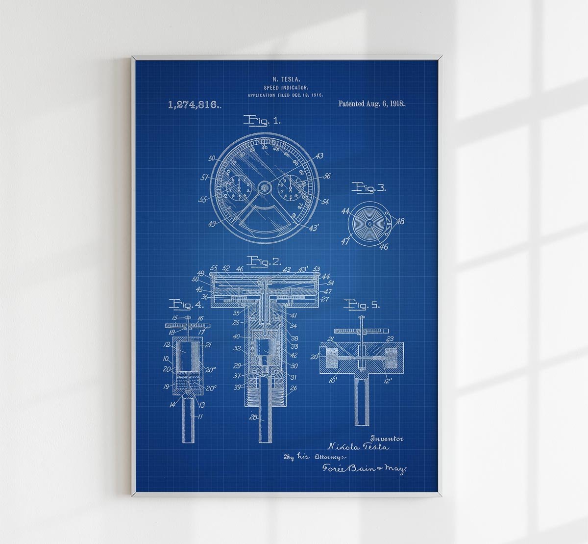 Tesla's Speed Indicator Patent Poster