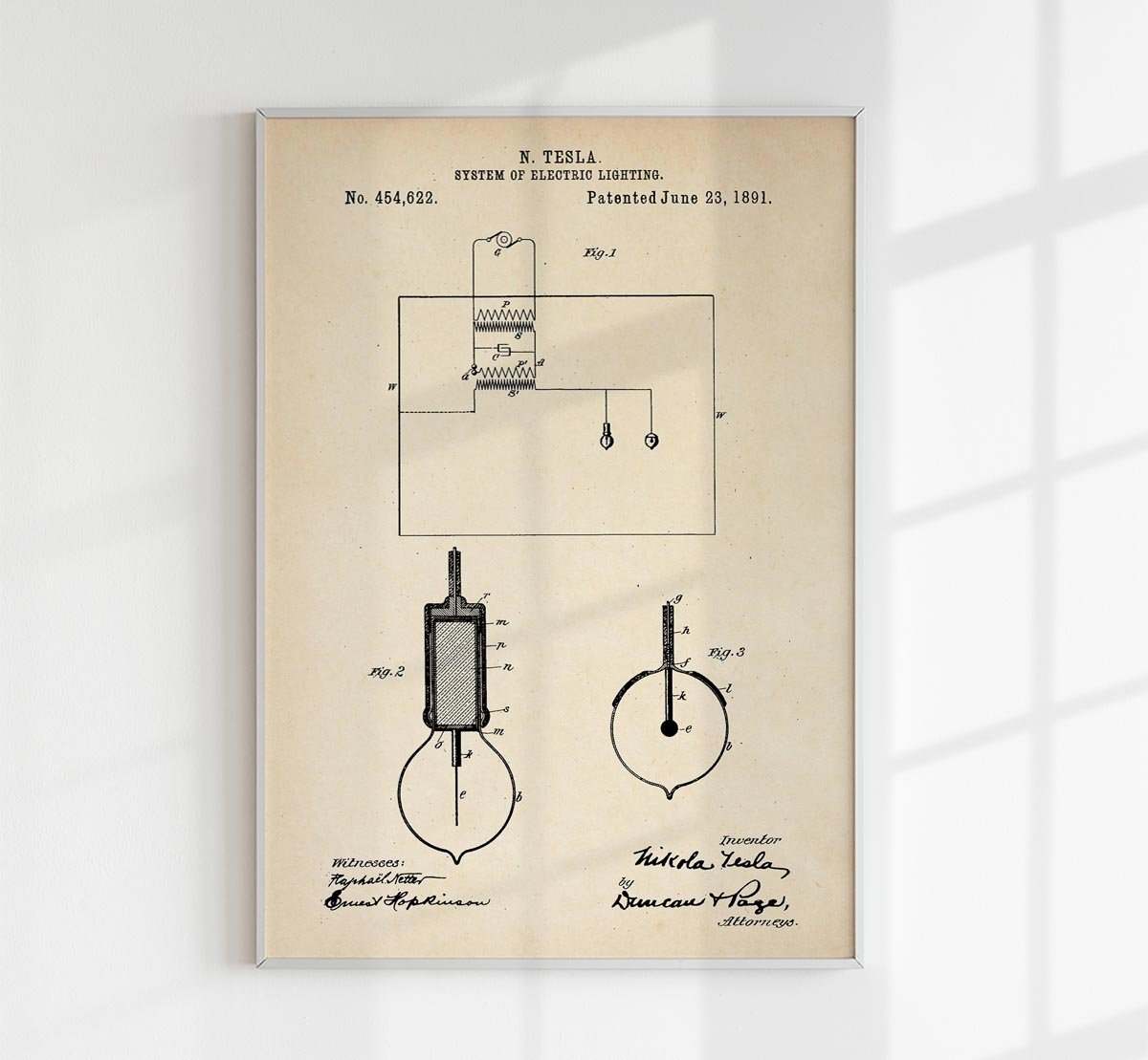 Tesla's System of Electric Lighting Patent Poster