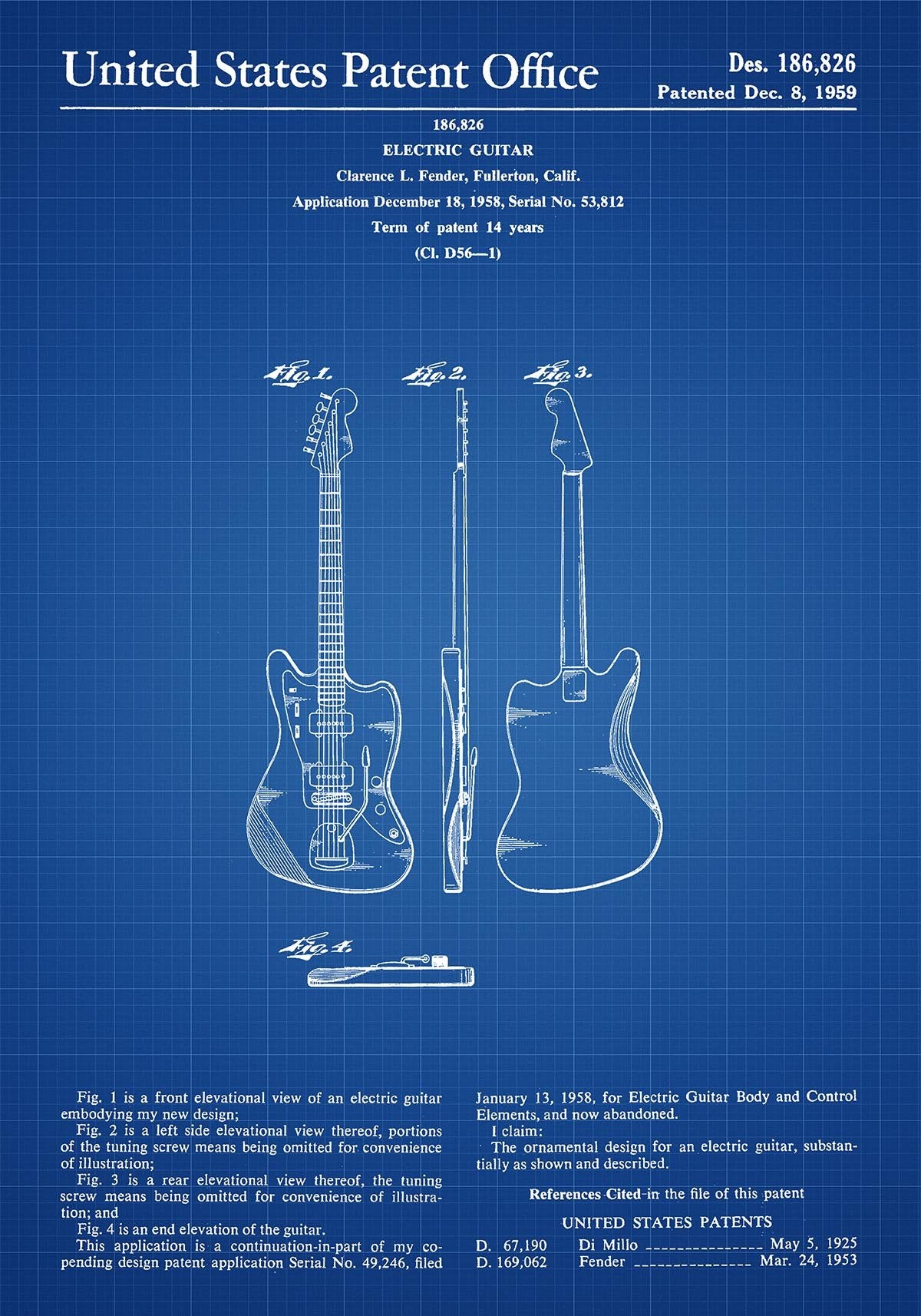 Fender Electric Guitar Patent Poster
