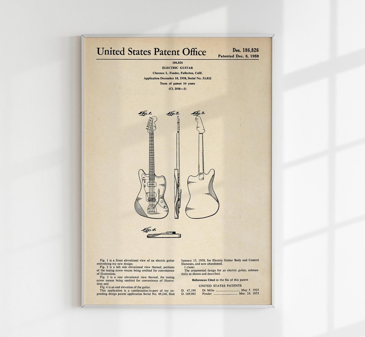 Fender Electric Guitar Patent Poster
