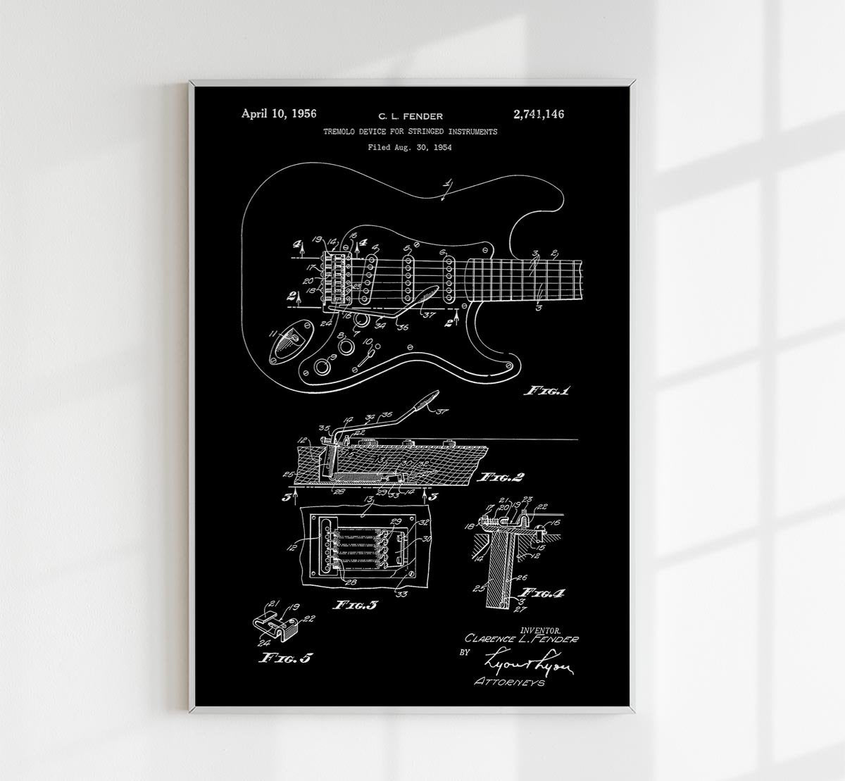 Fender Electric Guitar Patent Poster 2