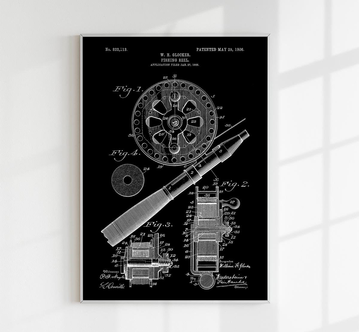 Fishing Reel Patent Poster