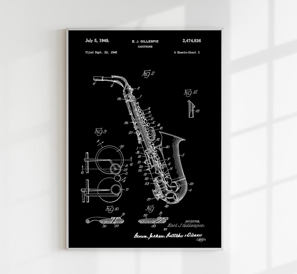 Saxophone B Patent Poster